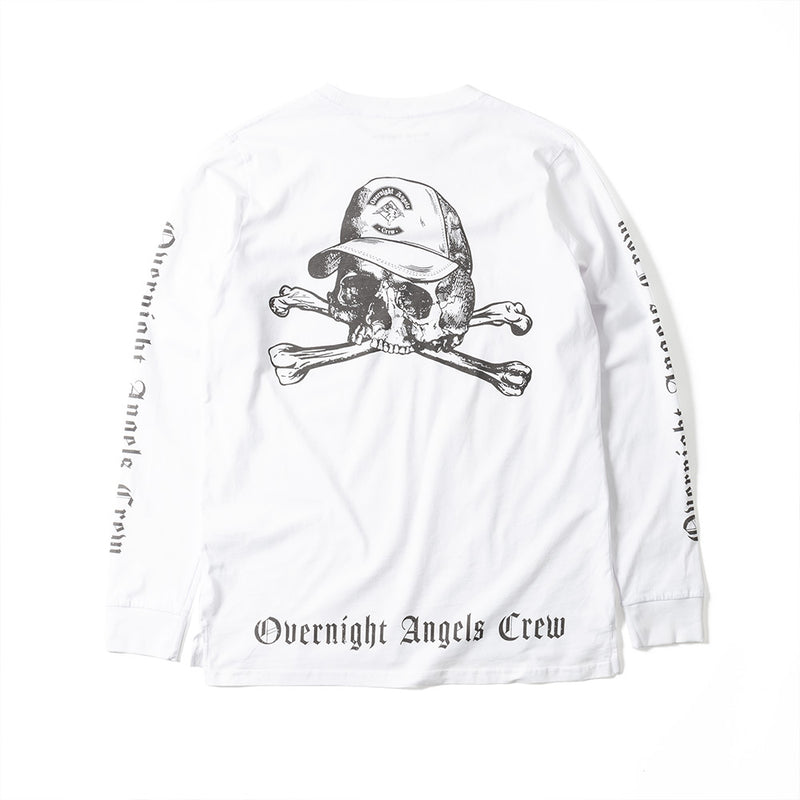 Skull Cap Long Sleeve T-Shirt - White