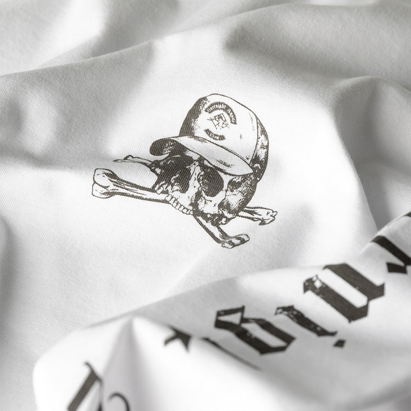 Skull Cap Long Sleeve T-Shirt - White